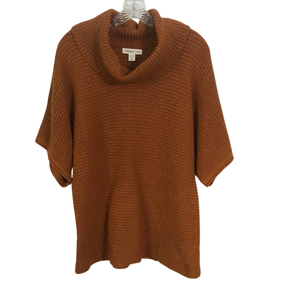 Coldwater Creek Sweater Extra Large Womens Cowl Neck Knit Rust Pumpkin Gold XL